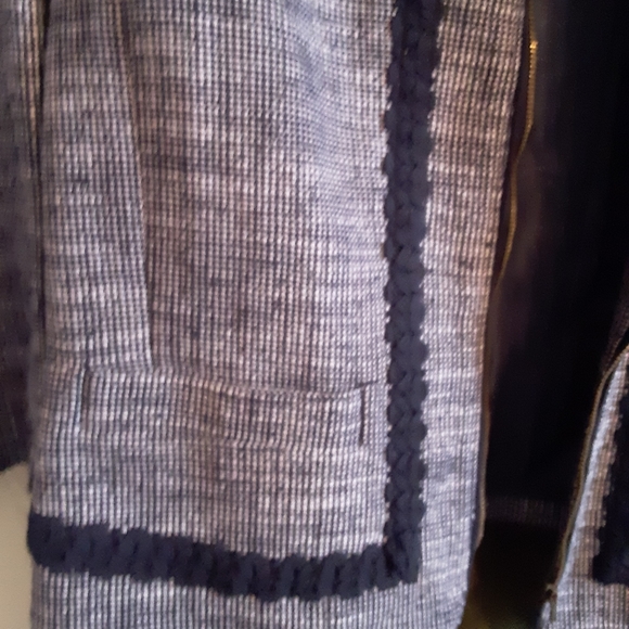 J Crew Navy & White Checked Cotton Cropped Jacket - Picture 4 of 10